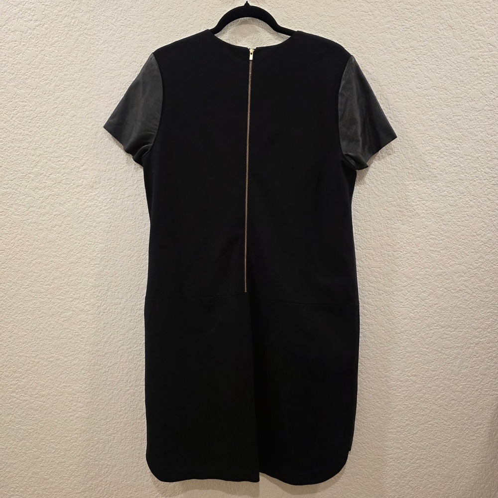 Banana Republic Dress Womens Size 12 Black Lamb Leather Front Shift Pockets - Picture 9 of 14